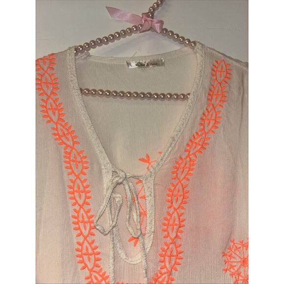 Lucky & Co Linen Dress Boho Lagenlook Women Medium Oversized Embroidered Peasant - Picture 4 of 6